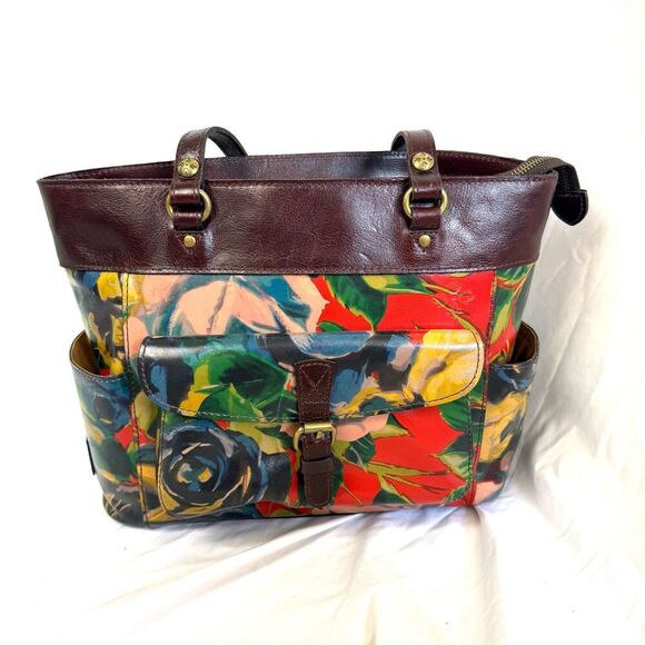 Patricia Nash Handbags - Patricia Nash Bolsena Leather Floral Bright Tote Shoulder Purse Bag Winter Bloom
